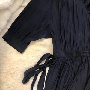 Gerard Darel navy silk wrap dress